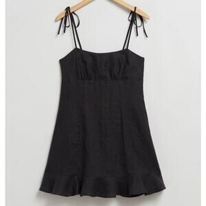 & Other Stories Strappy Linen Mini Babydoll Spaghetti Strap Dress XS